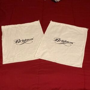 Brighton Med White Cotton Drawstring Bags